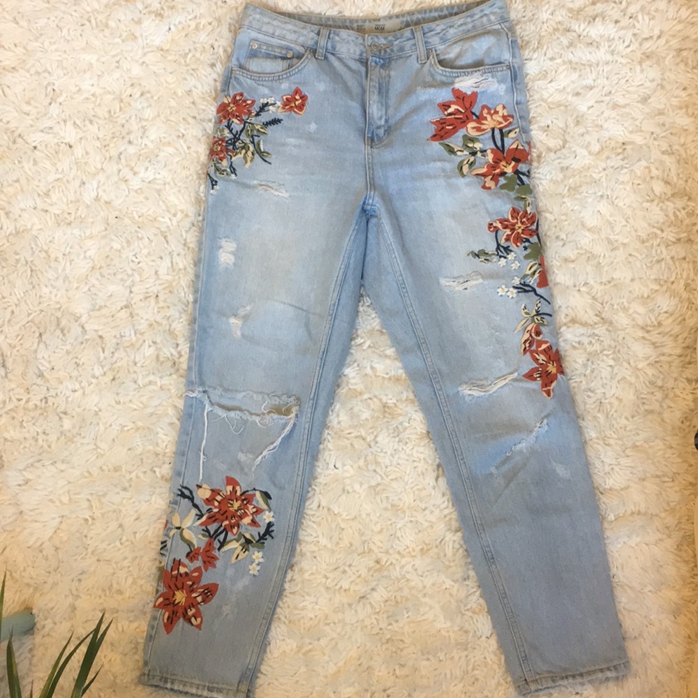 Topshop floral mom jeans